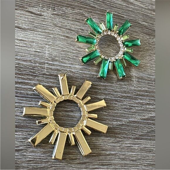 Statement green earrings N359 - Picture 2 of 3